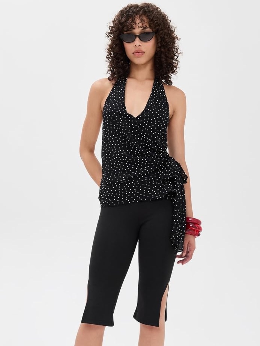 NWT REFORMATION Nila Black & White Polka Dot Halter Wrap Tank, Size M *RARE* - Picture 6 of 12